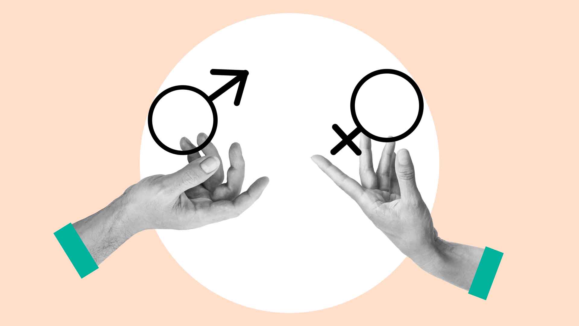 Collage,With,Hands,Holding,Male,And,Female,Gender,Sign,Symbolizing